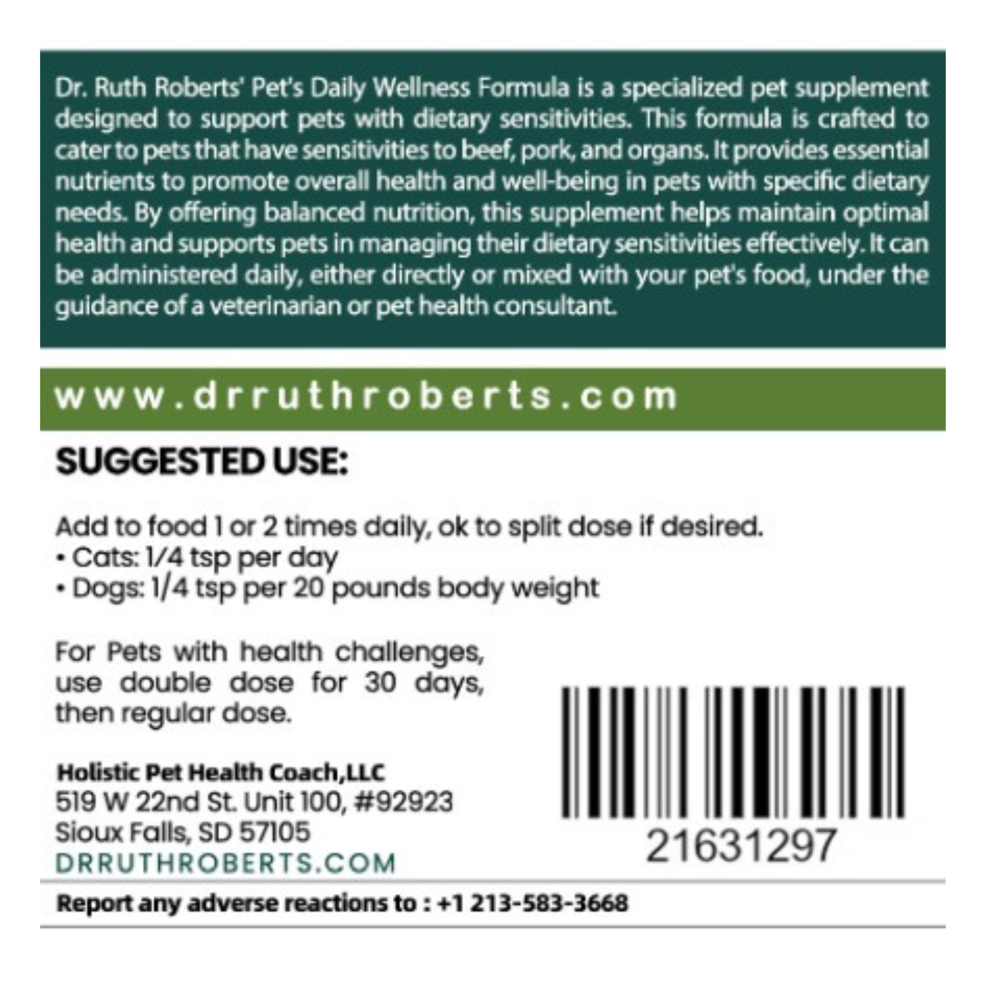PRE-ORDER Daily Wellness Formula — Glandular-Free Multivitamin for Dogs & Cats with Beef, Pork, or Organ Sensitivities